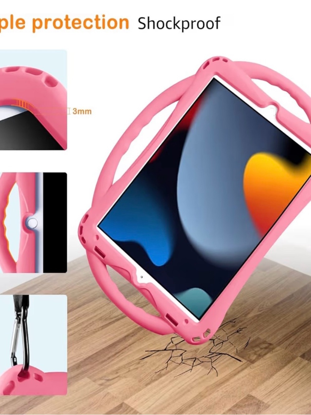 Pink Silicone Tablet Carrying Case with Strap